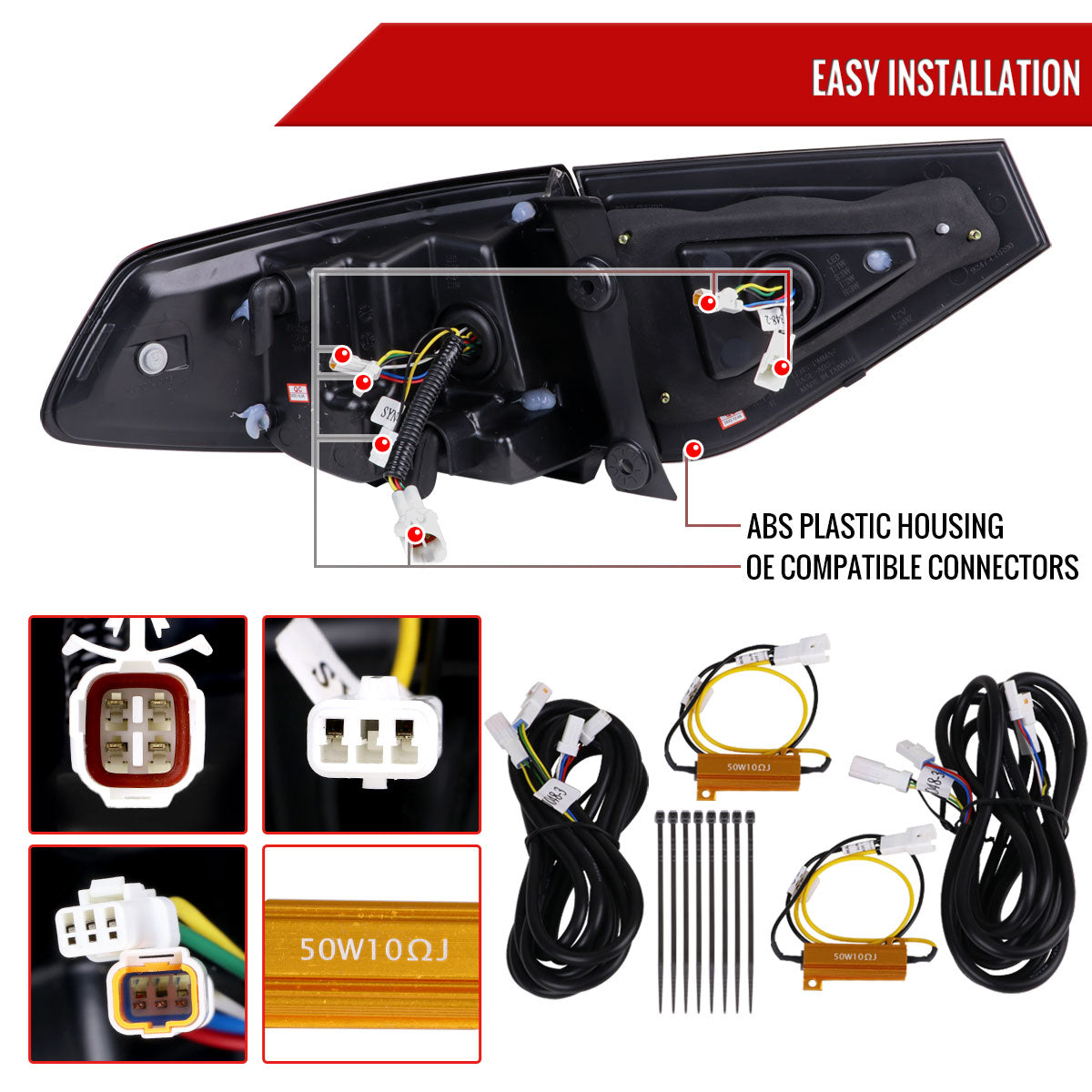 2008-2014 Subaru Impreza WRX Hatchback LED Red Sequential Tube Tail Lights (Matte Black Housing/Clear Lens)