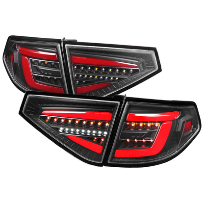 2008-2014 Subaru Impreza WRX Hatchback LED Red Sequential Tube Tail Lights (Matte Black Housing/Clear Lens)