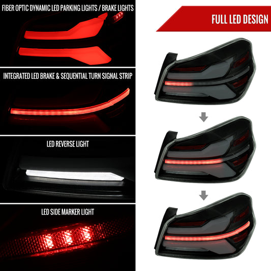 2015-2021 Subaru WRS STi Tail Light w/ Sequential LED Turn SignaL and LED Side Marker Brake Reverse (Black Housing / Smoked Lens)