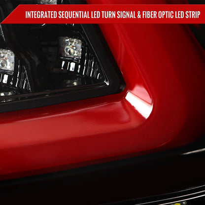 2015-2021 Subaru WRX  Sequential Red Bar LED Tail Lights (Jet Black Housing/Clear Lens)