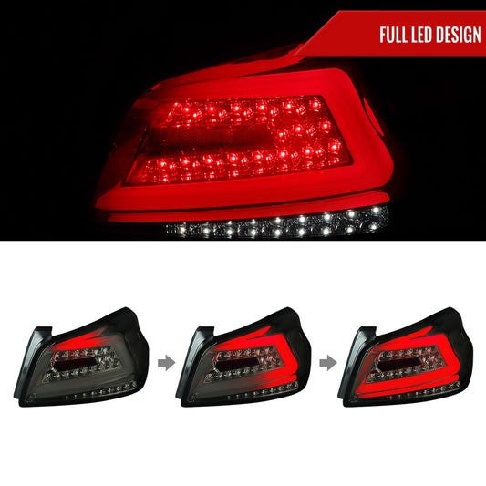 2015-2021 Subaru WRX Sequential White Bar LED Tail Lights (Chrome Housing/Smoked Lens)