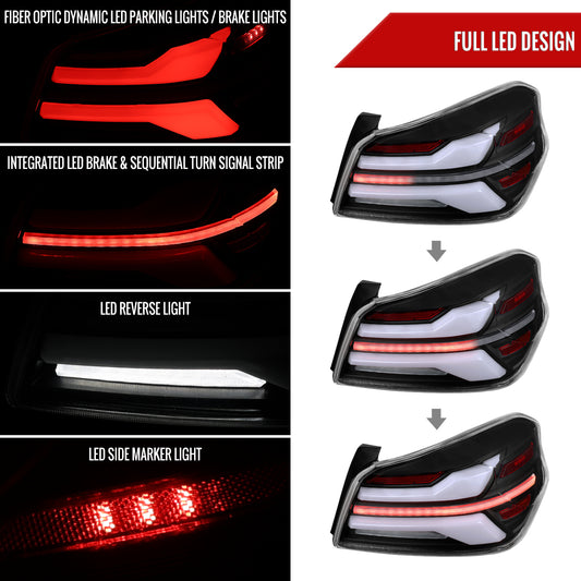 2015-2021 Subaru WRS STi Tail Light w/ Sequential LED Turn SignaL and LED Side Marker Brake Reverse (Matte Black Housing / Clear Lens)