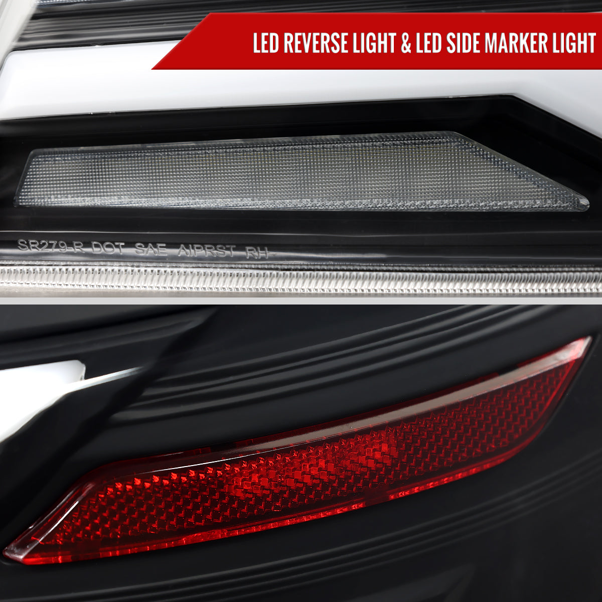 2015-2021 Subaru WRS STi Tail Light w/ Sequential LED Turn SignaL and LED Side Marker Brake Reverse (Matte Black Housing / Clear Lens)