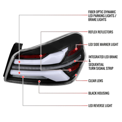 2015-2021 Subaru WRS STi Tail Light w/ Sequential LED Turn SignaL and LED Side Marker Brake Reverse (Matte Black Housing / Clear Lens)