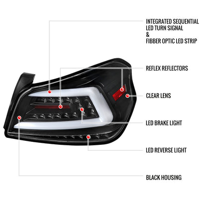 NTXGLOW BLACK LED tail lights (2015 - 2021 Subaru WRX)