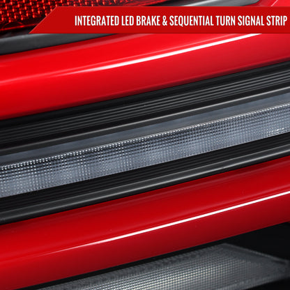 2015-2021 Subaru WRS STi Tail Light w/ Sequential Red LED Turn Signal and LED Side Marker Brake Reverse (Matte Black Housing / Clear Lens)