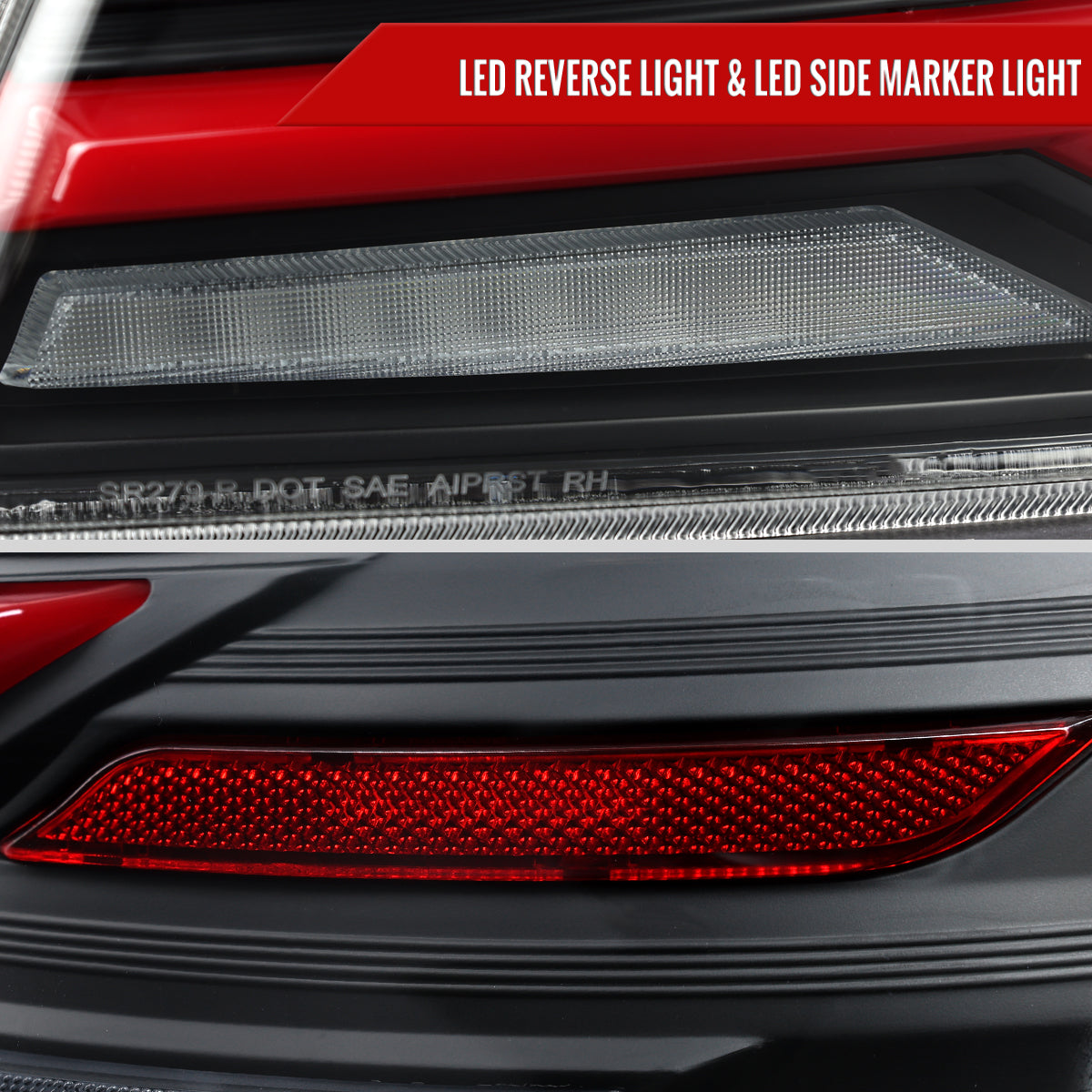 2015-2021 Subaru WRS STi Tail Light w/ Sequential Red LED Turn Signal and LED Side Marker Brake Reverse (Matte Black Housing / Clear Lens)