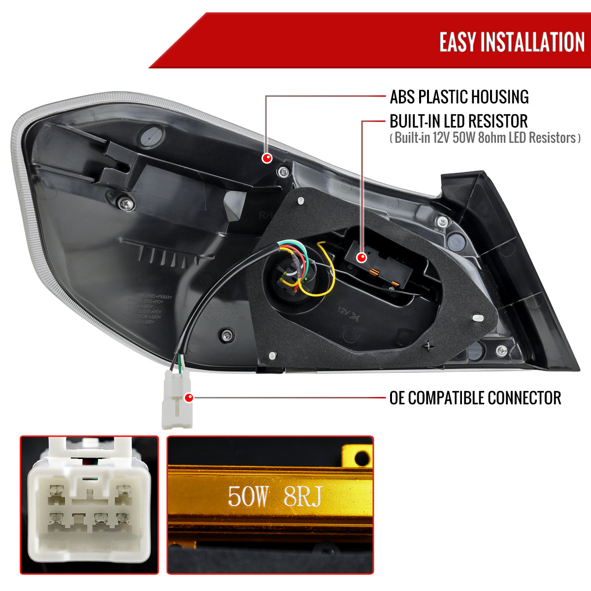 2015-2021 Subaru WRS STi Tail Light w/ Sequential Red LED Turn Signal and LED Side Marker Brake Reverse (Matte Black Housing / Clear Lens)