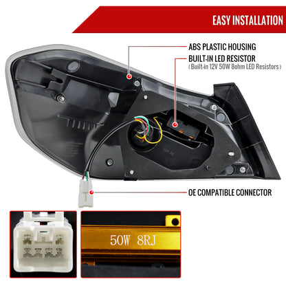 2015-2021 Subaru WRS STi Tail Light w/ Sequential Red LED Turn Signal and LED Side Marker Brake Reverse (Matte Black Housing / Clear Lens)