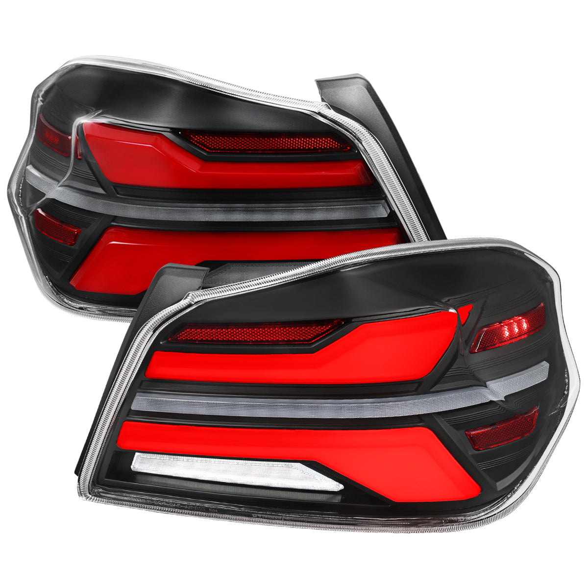 2015-2021 Subaru WRS STi Tail Light w/ Sequential Red LED Turn Signal and LED Side Marker Brake Reverse (Matte Black Housing / Clear Lens)