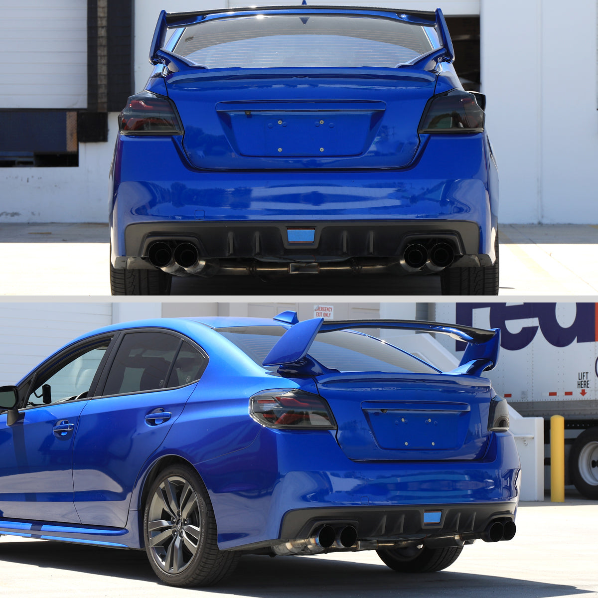 2015-2021 Subaru WRS STi Tail Light w/ Sequential Turn Signal LED Strip and LED Side Marker Brake Reverse (Matte Black Housing / Smoked Lens)