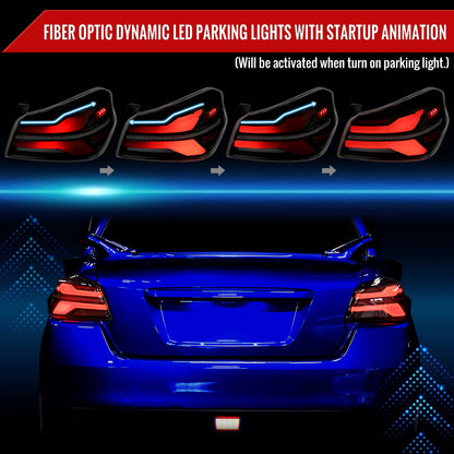 2015-2021 Subaru WRS STi Tail Light w/ Sequential Turn Signal LED Strip and LED Side Marker Brake Reverse (Matte Black Housing / Smoked Lens)