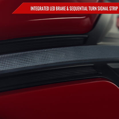 2015-2021 Subaru WRS STi Tail Light w/ Sequential Turn Signal LED Strip and LED Side Marker Brake Reverse (Matte Black Housing / Smoked Lens)