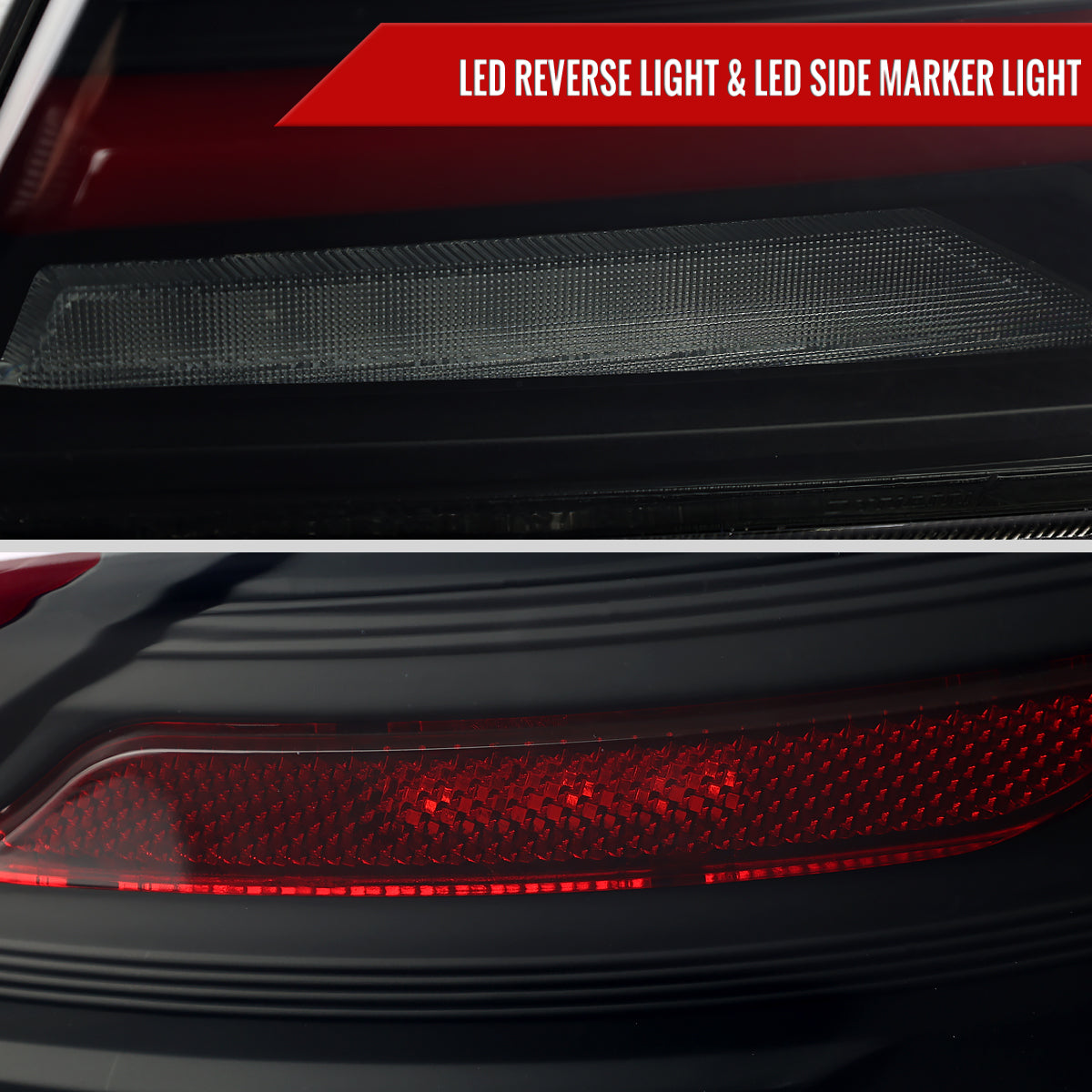 2015-2021 Subaru WRS STi Tail Light w/ Sequential Turn Signal LED Strip and LED Side Marker Brake Reverse (Matte Black Housing / Smoked Lens)