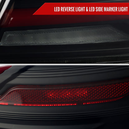 2015-2021 Subaru WRS STi Tail Light w/ Sequential Turn Signal LED Strip and LED Side Marker Brake Reverse (Matte Black Housing / Smoked Lens)