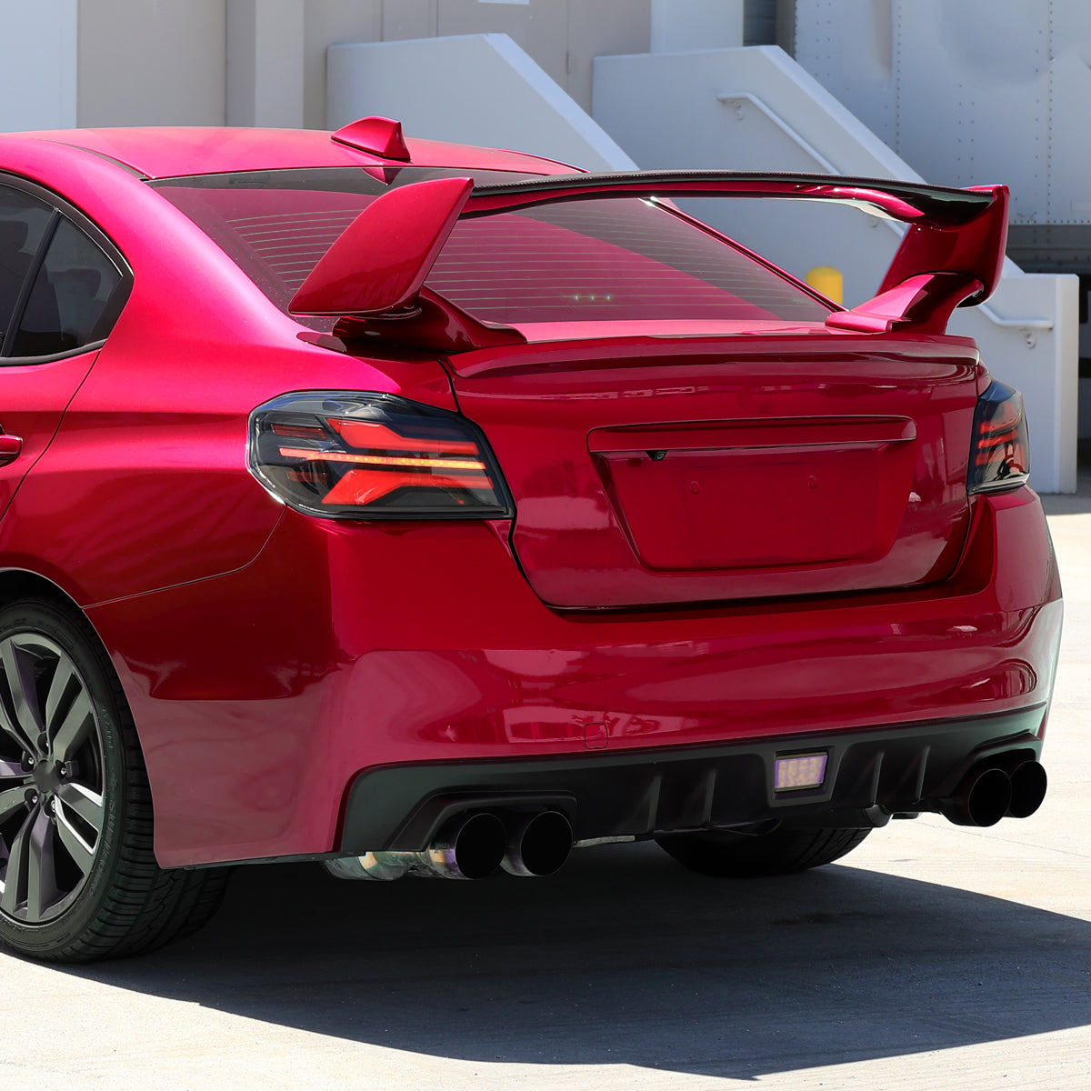 2015-2021 Subaru WRS STi Tail Light w/ Sequential Turn Signal LED Strip and LED Side Marker Brake Reverse (Matte Black Housing / Smoked Lens)