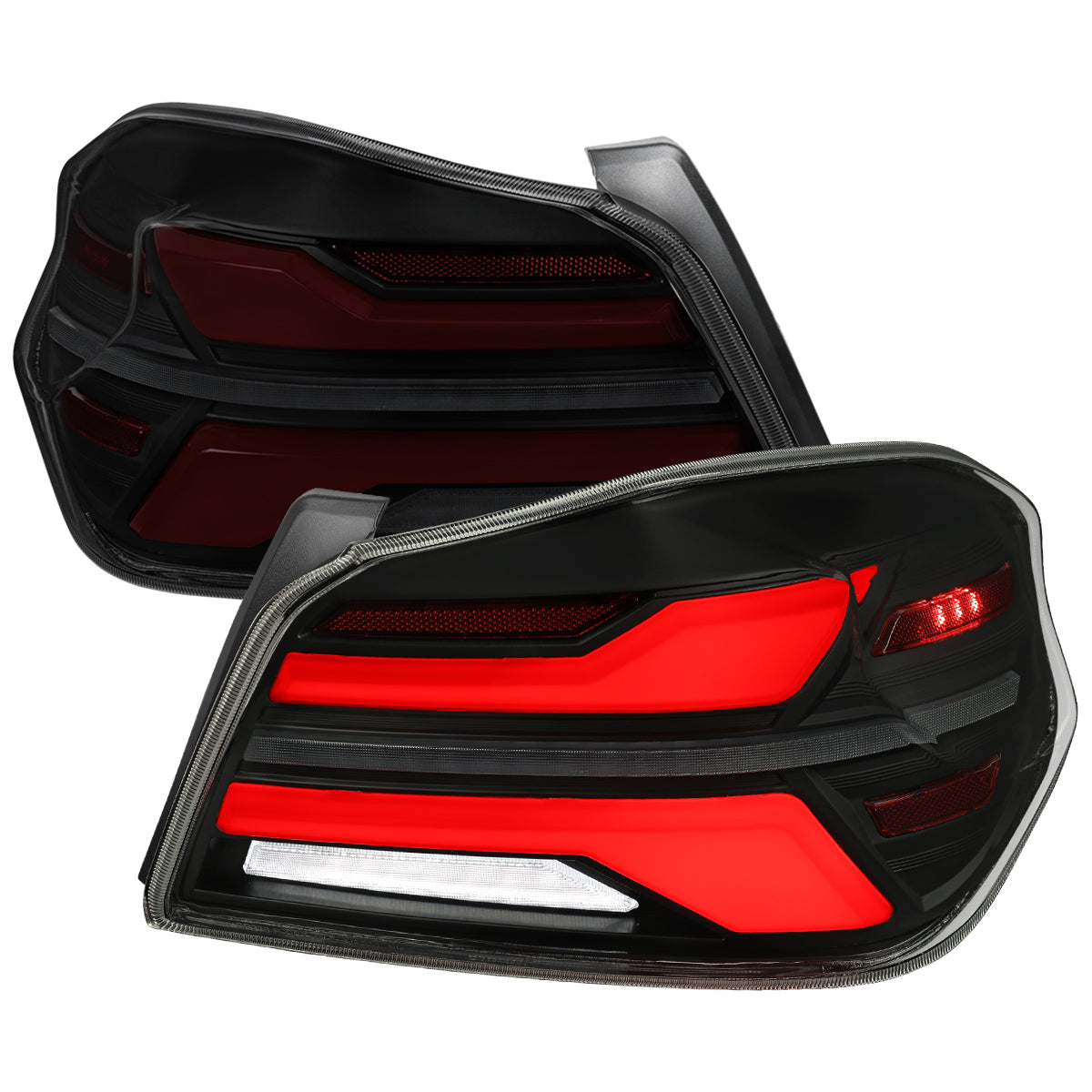 2015-2021 Subaru WRS STi Tail Light w/ Sequential Turn Signal LED Strip and LED Side Marker Brake Reverse (Matte Black Housing / Smoked Lens)