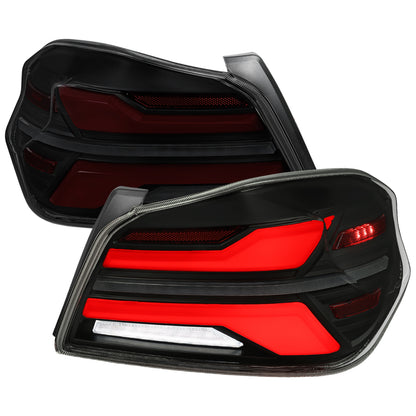 2015-2021 Subaru WRS STi Tail Light w/ Sequential Turn Signal LED Strip and LED Side Marker Brake Reverse (Matte Black Housing / Smoked Lens)