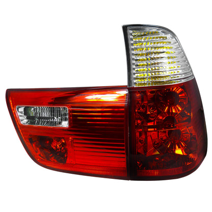 2000-2006 BMW E53 X5 Tail Lights (Chrome Housing/Red Clear Lens)