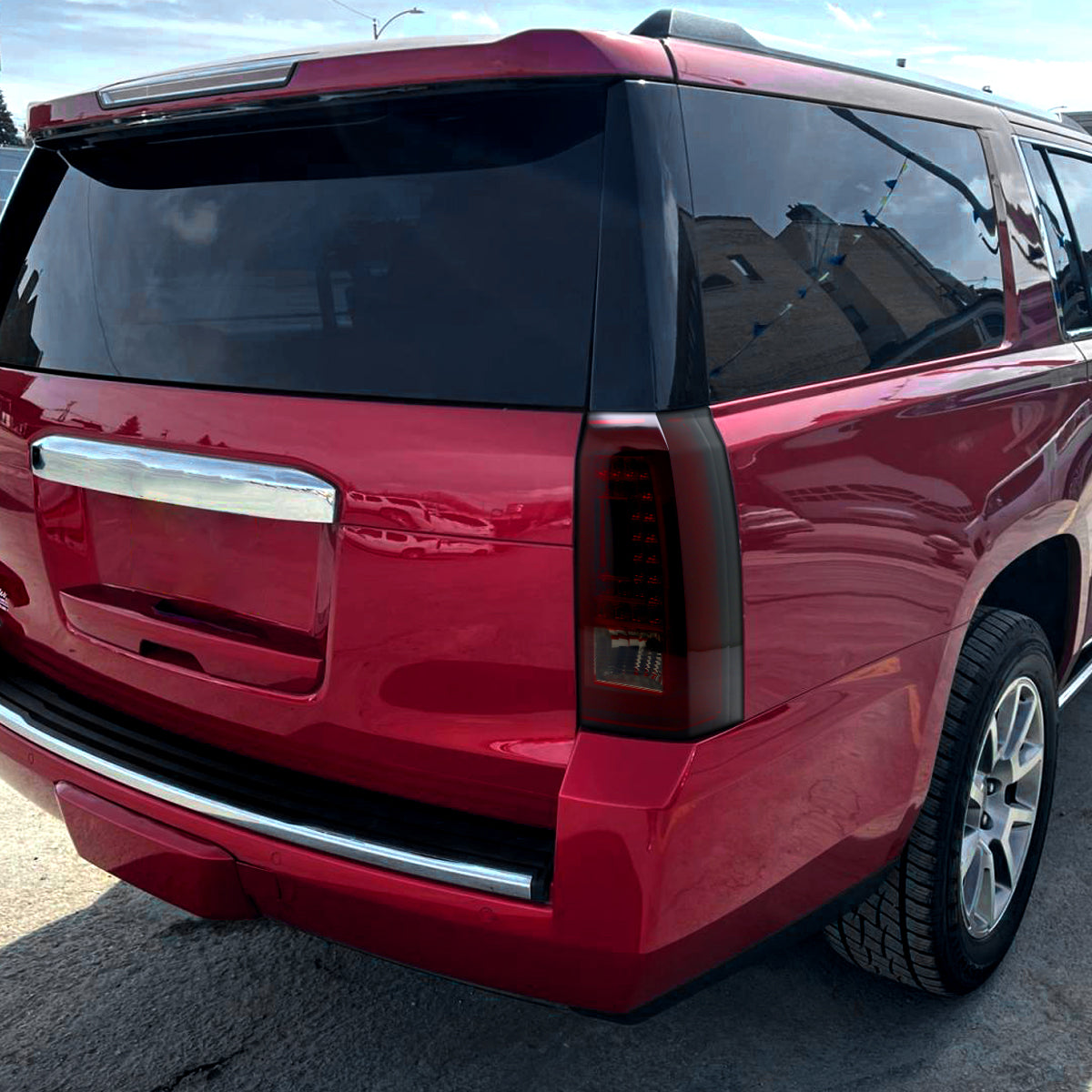 2015-2020 GMC Yukon/Yukon XL Denali SLE/SLT LED Tail Lights (Chrome Housing/Red Smoked Lens)