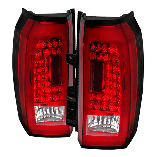 2015-2020 GMC Yukon/Yukon XL Denali SLE/SLT LED Tail Lights (Chrome Housing/Red Clear Lens)
