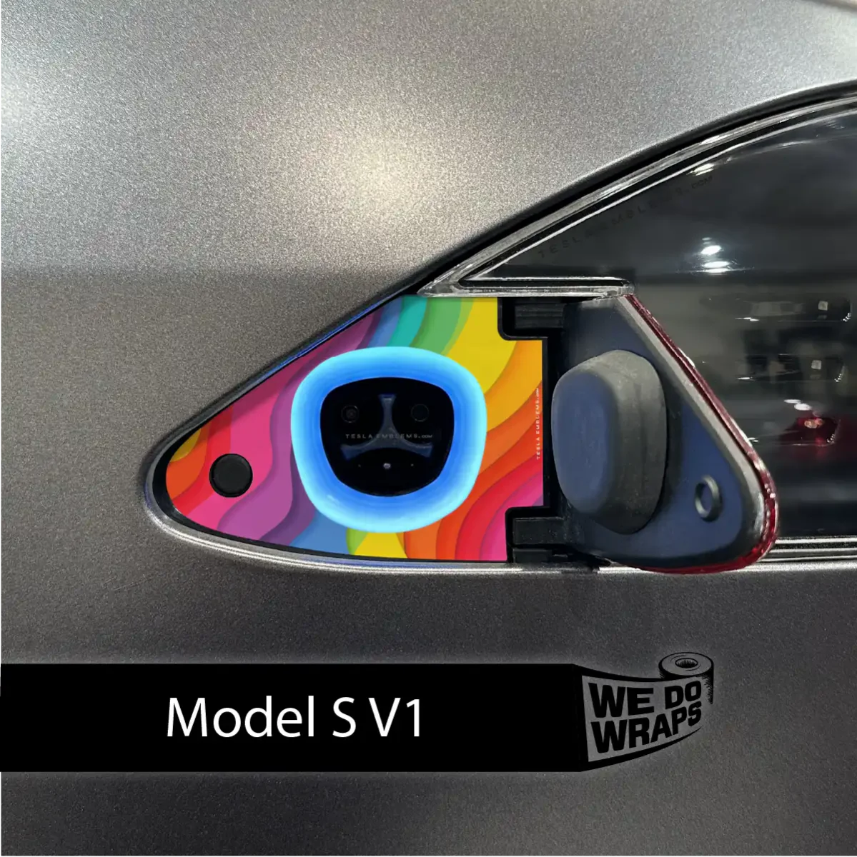 Layered Rainbow Tesla Charge Port Wrap | Model S
