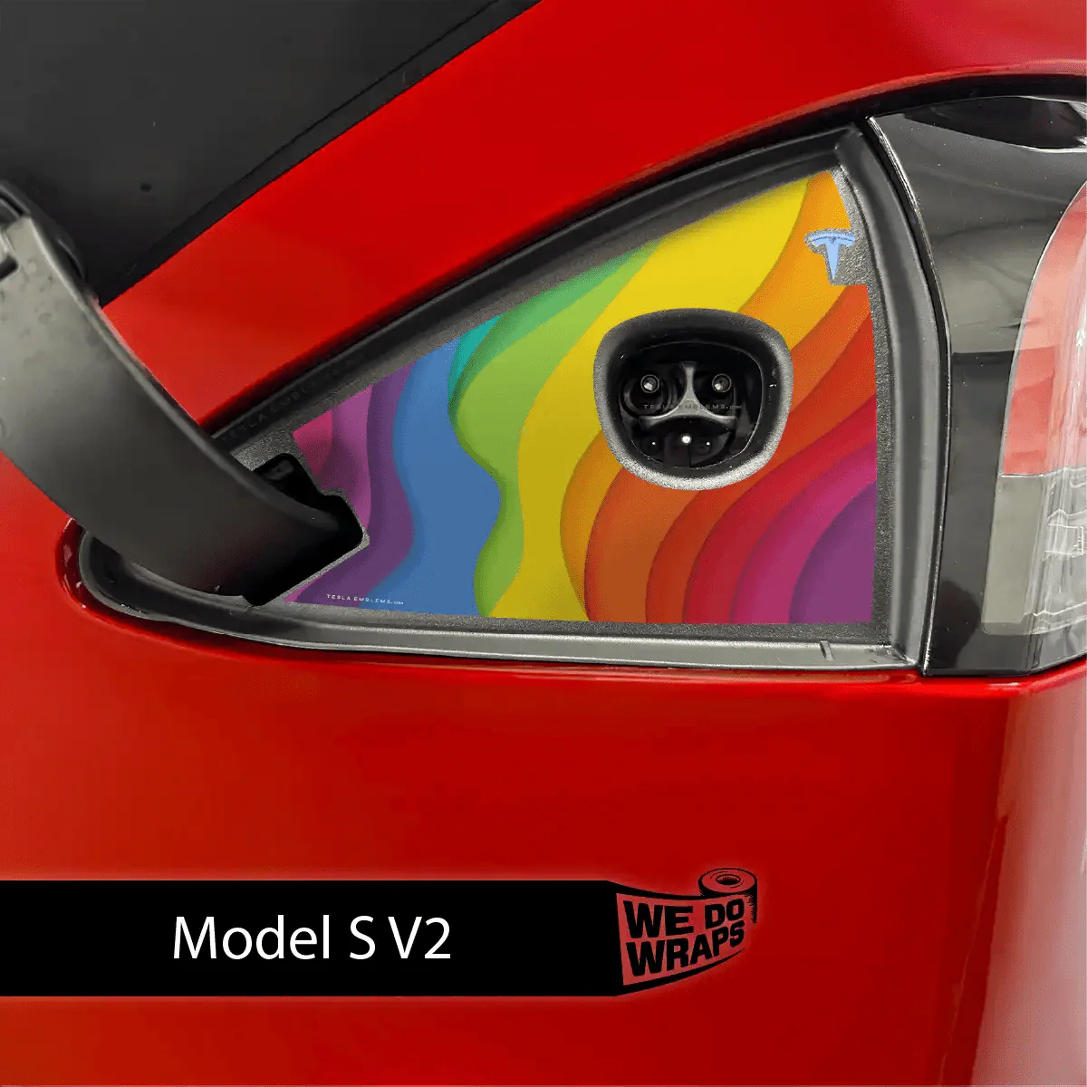 Layered Rainbow Tesla Charge Port Wrap | Model S