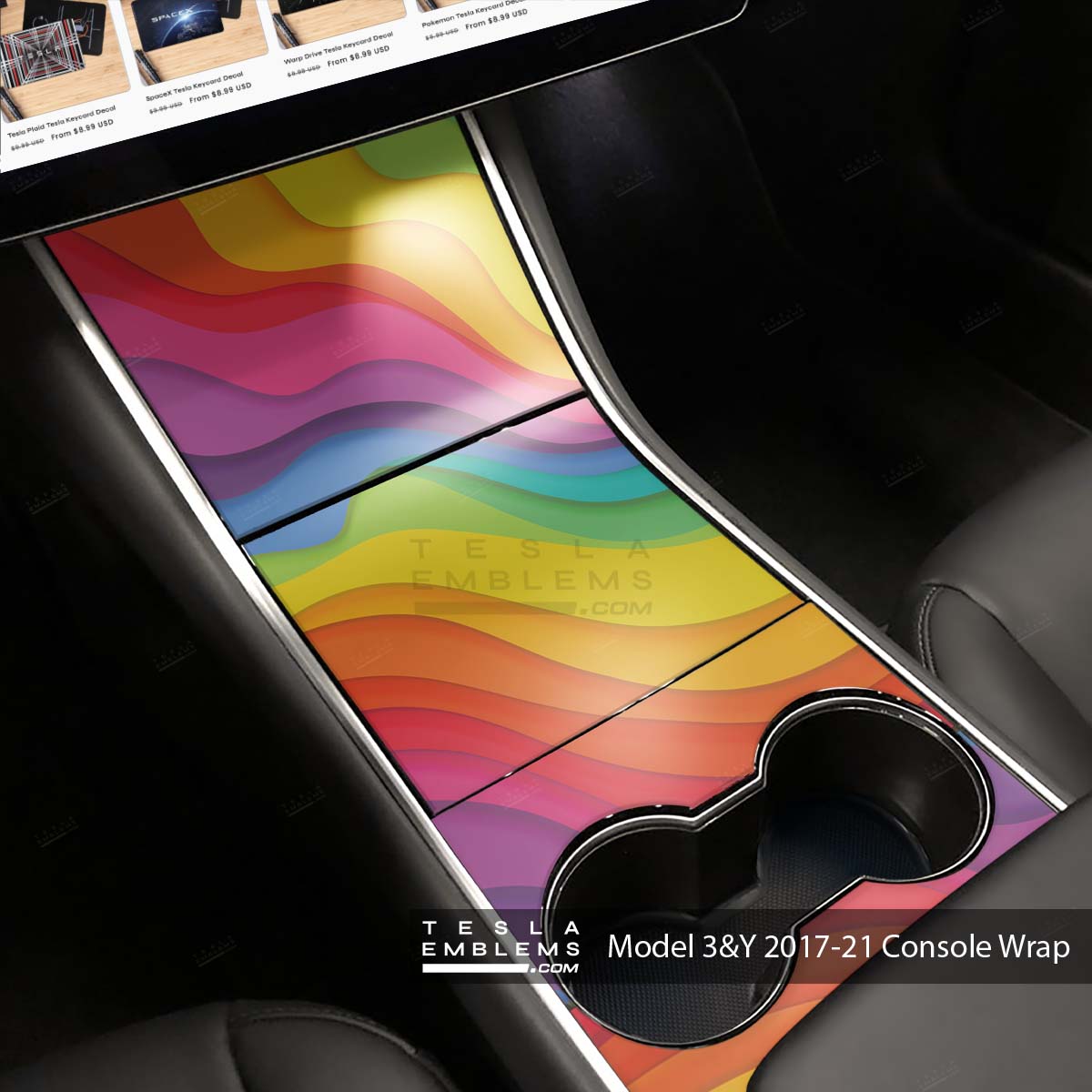 Layered Rainbow | Tesla Center Console Wrap Kit | Model Y ’19-20