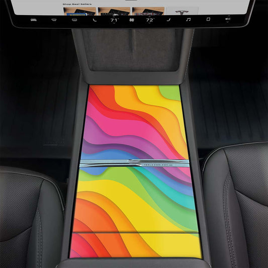 Layered Rainbow | Tesla Center Console Wrap Kit | Model Y 2026
