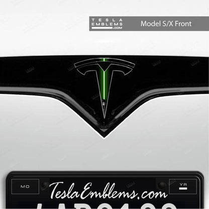 Green Lightsaber Tesla Emblem Decals (Front + Back) | Model S