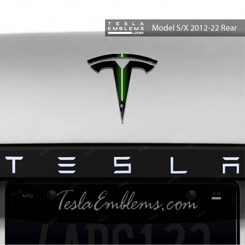 Green Lightsaber Tesla Emblem Decals (Front + Back) | Model S