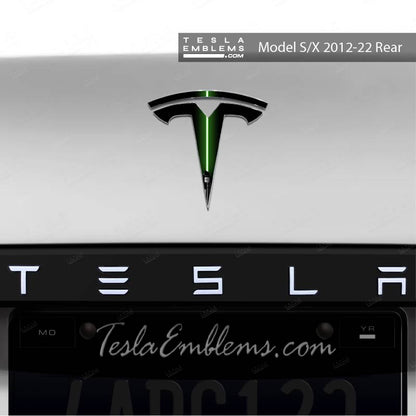 Green Lightsaber Tesla Emblem Decals (Front + Back) | Model S