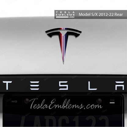 Side by Side Lightsaber Tesla Emblem Decals (Front + Back) | Model S