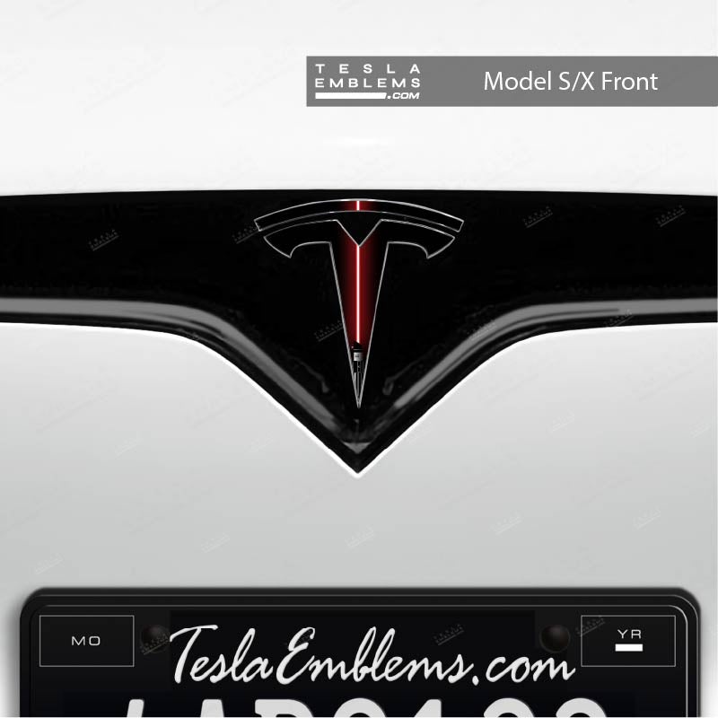 Red Lightsaber Tesla Emblem Decals (Front + Back) | Model S