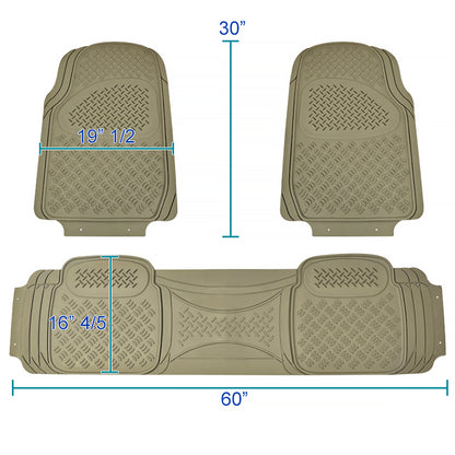 Universal PVC Rubber Floor Mats - 3PC (Beige)