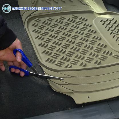 Universal PVC Rubber Floor Mats - 3PC (Beige)