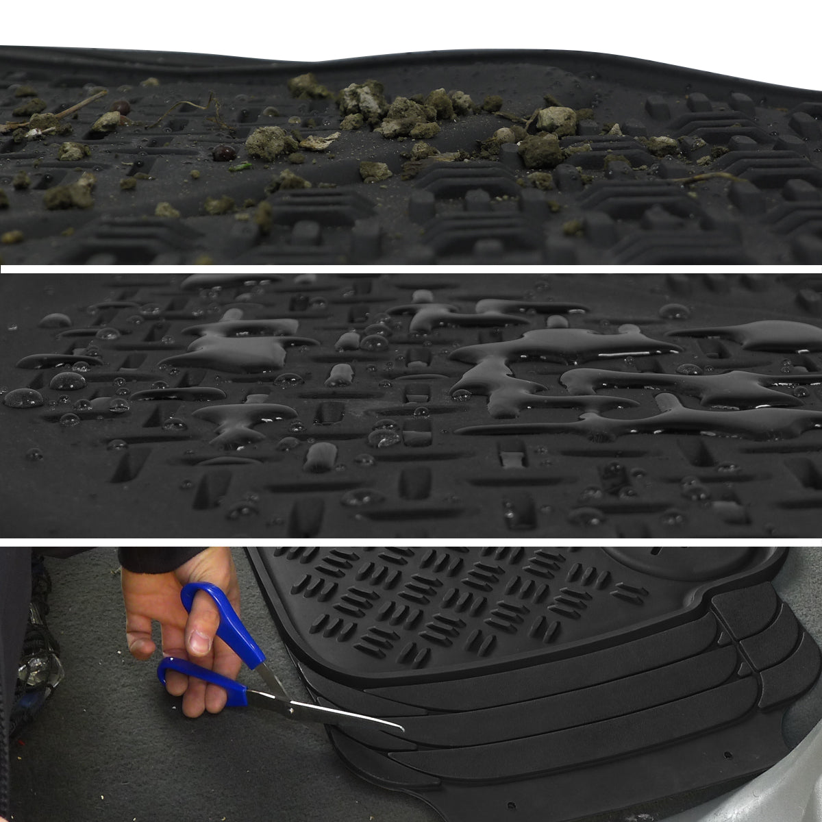 Universal PVC Rubber Floor Mats - 5PC (Black)