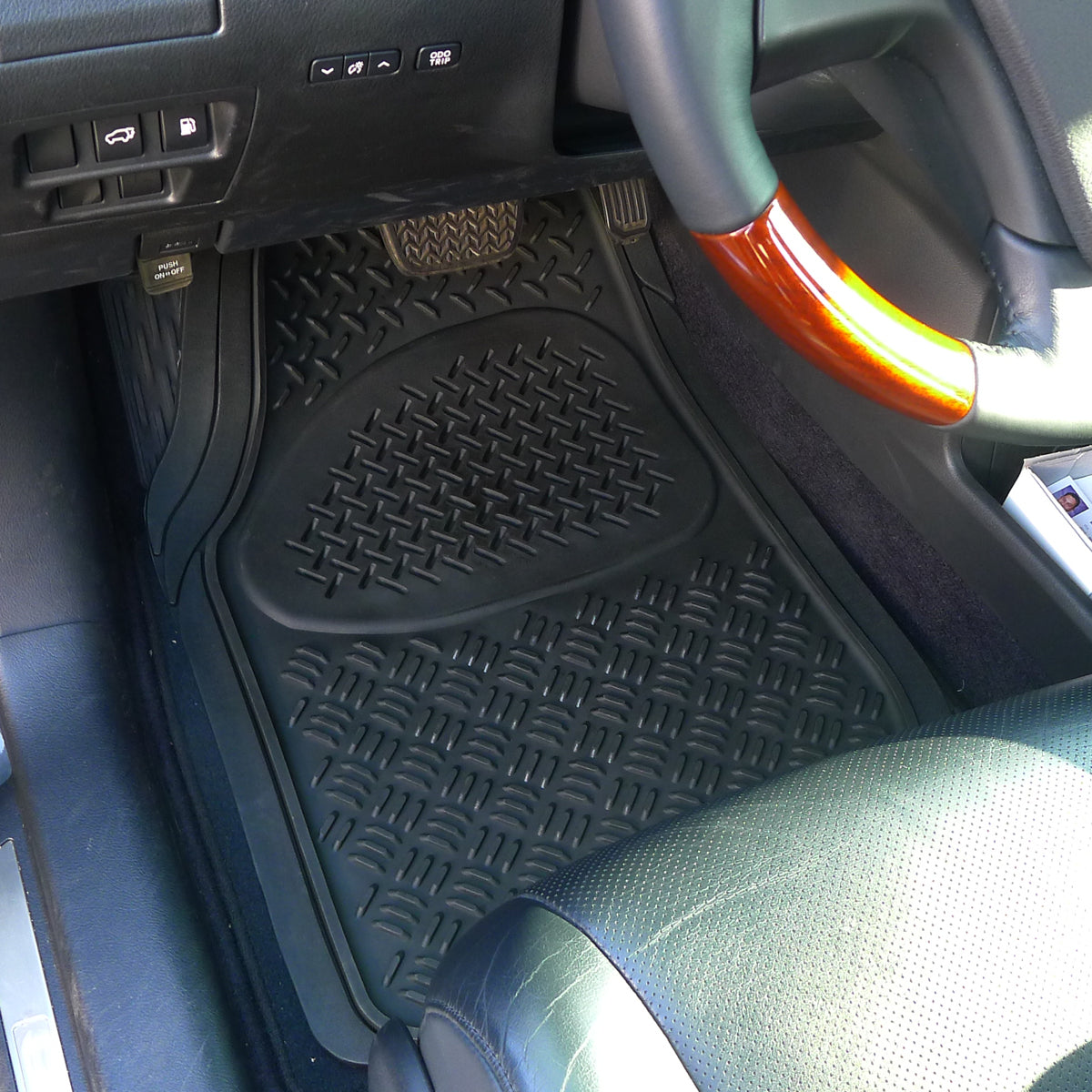 Universal PVC Rubber Floor Mats - 5PC (Black)