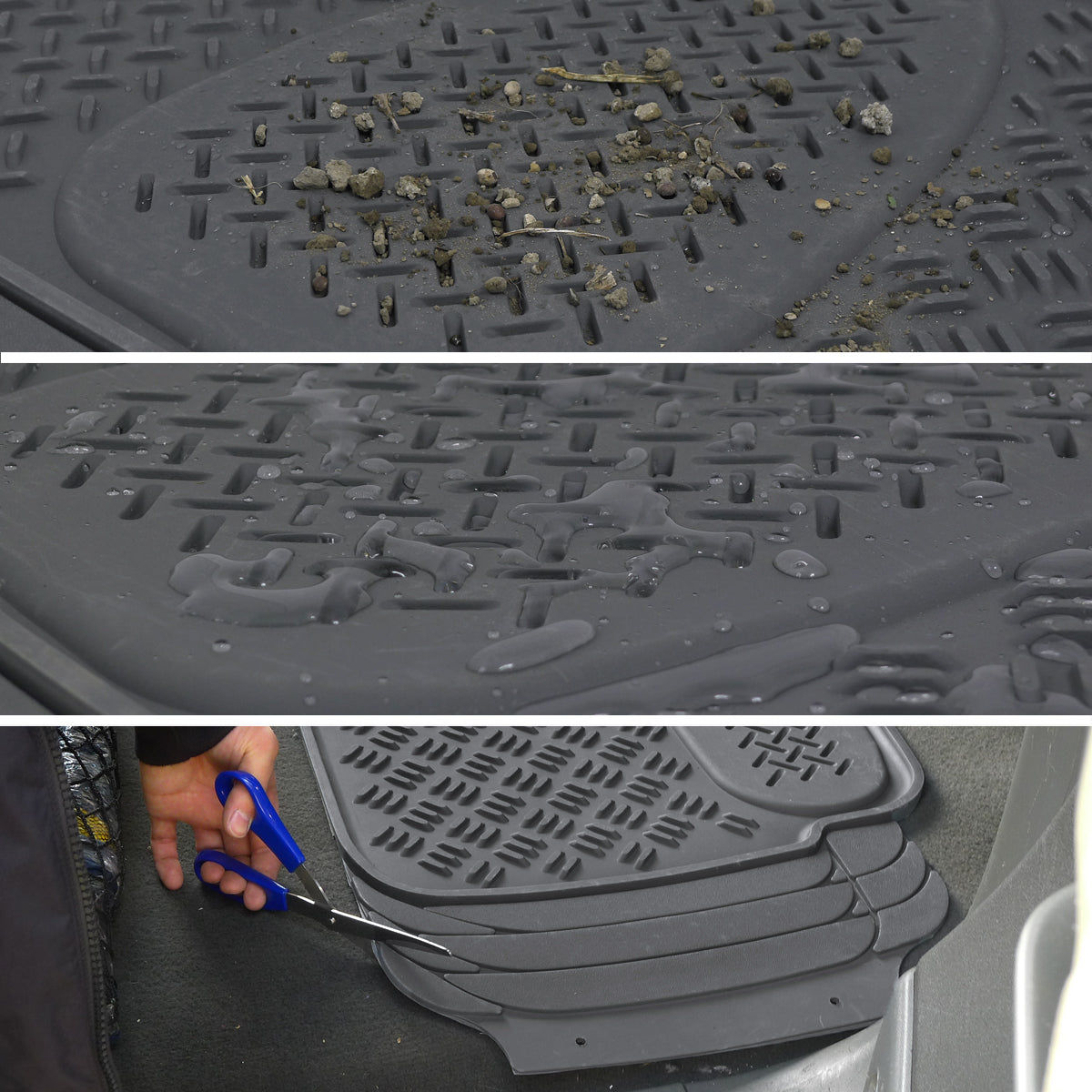 Universal PVC Rubber Floor Mats - 5PC (Gray)