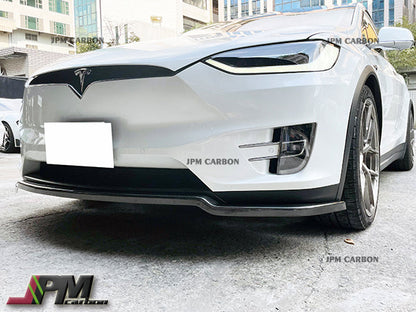 MX Style Carbon Fiber Front Bumper Add-on Lip Fits For 2016-2020 Tesla Model X Only