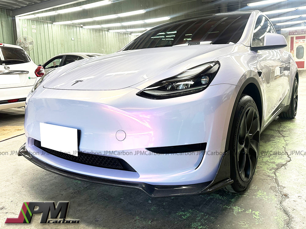 [JPMCarbon] DP Style Carbon Fiber Front Add-on Lips Fits For 2020-2024 Tesla Model Y Only