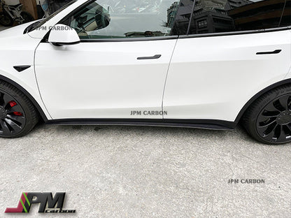 DP Style Carbon Fiber Side Skirt Add-on Lips Fits For 2020-2024 Tesla Model Y Only