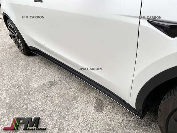 DP Style Carbon Fiber Side Skirt Add-on Lips Fits For 2020-2024 Tesla Model Y Only