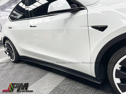DP Style Carbon Fiber Side Skirt Add-on Lips Fits For 2020-2024 Tesla Model Y Only
