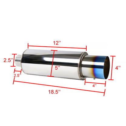 Apexi N1 Style 2.5" Inlet Exhaust Muffler - 4" Burnt Blue Titanium Tip