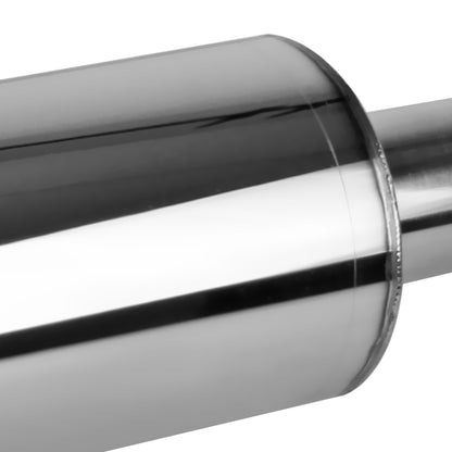 Universal 2.5" Inlet/4" Outlet Stainless Steel Muffler w/ Fireball Style Burnt Tip