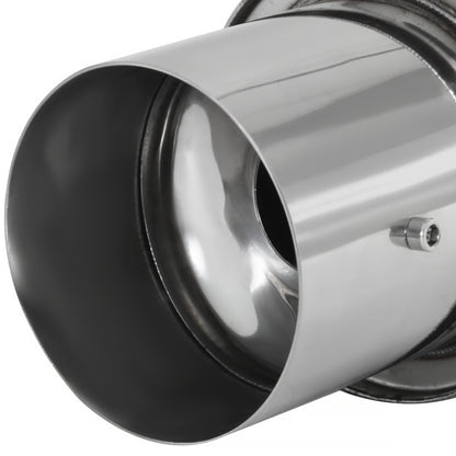 Universal 2.5" Inlet/4" Outlet Stainless Steel Spiral Flow Exhaust Muffler w/ Silencer