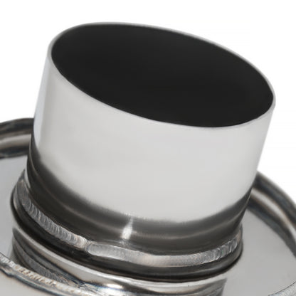Universal 3" Inlet/4" Outlet Stainless Steel Spiral Flow Exhaust Muffler w/ Burnt Tip