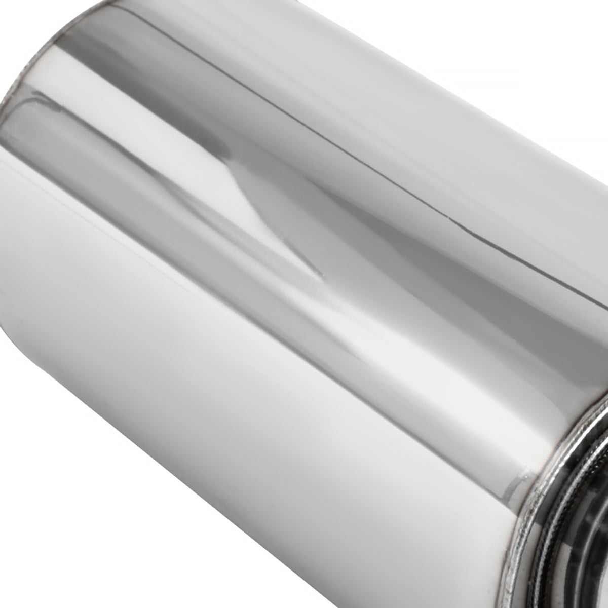 Universal 2.5" Inlet/4" Outlet Stainless Steel Spiral Flow Exhaust Muffler w/ Burnt Tip