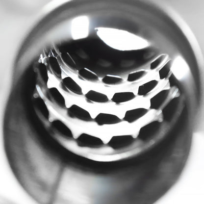 Universal 2.5" Inlet/4" Outlet Stainless Steel Spiral Flow Exhaust Muffler w/ Slanted Tip
